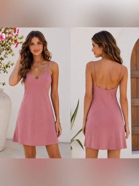 Love Tree Dresses & Skirts - Love Tree Pink V-Neck Bodycon Mini Dress - Size S / Small